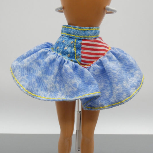 Barbie All American Doll Skirt Reebok Edition USA Flag Blue Denim Like 1990 9423