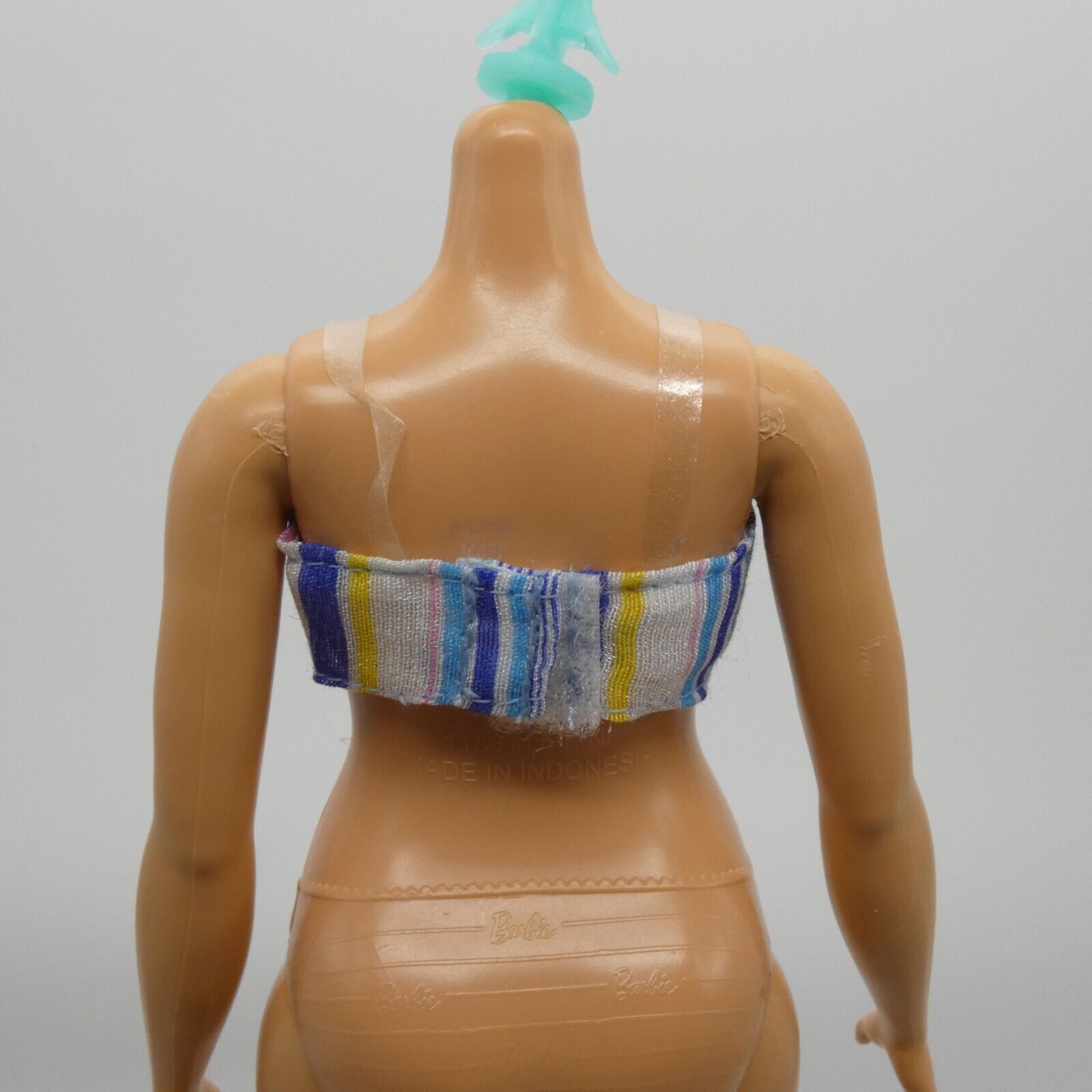 Barbie Doll Size Crop Top Clear Strap Tank Multicolor Rainbow Stripes Midriff