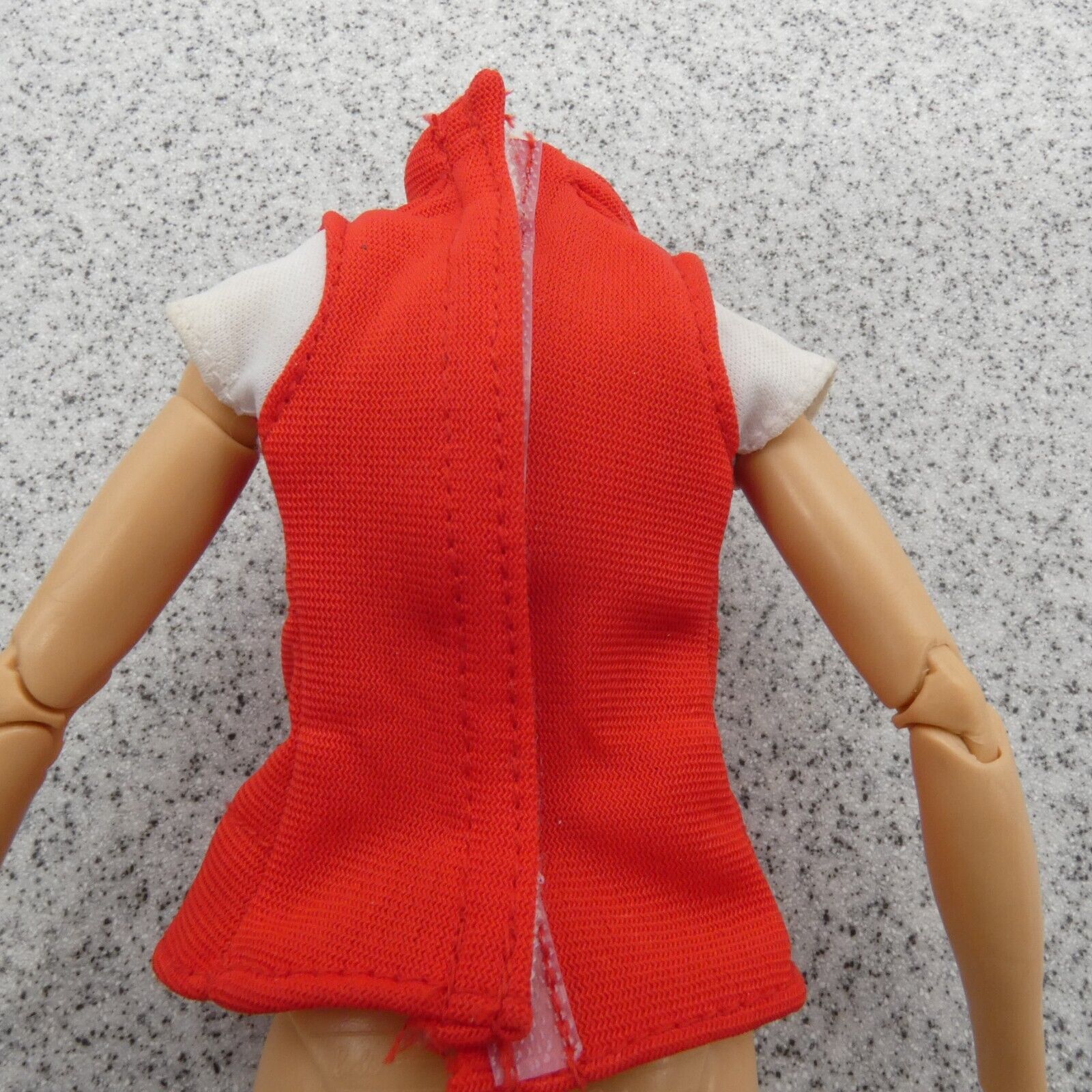 Barbie Doll Size Vest Top Red With White Undershirt Short Sleeve Outdoor Wear