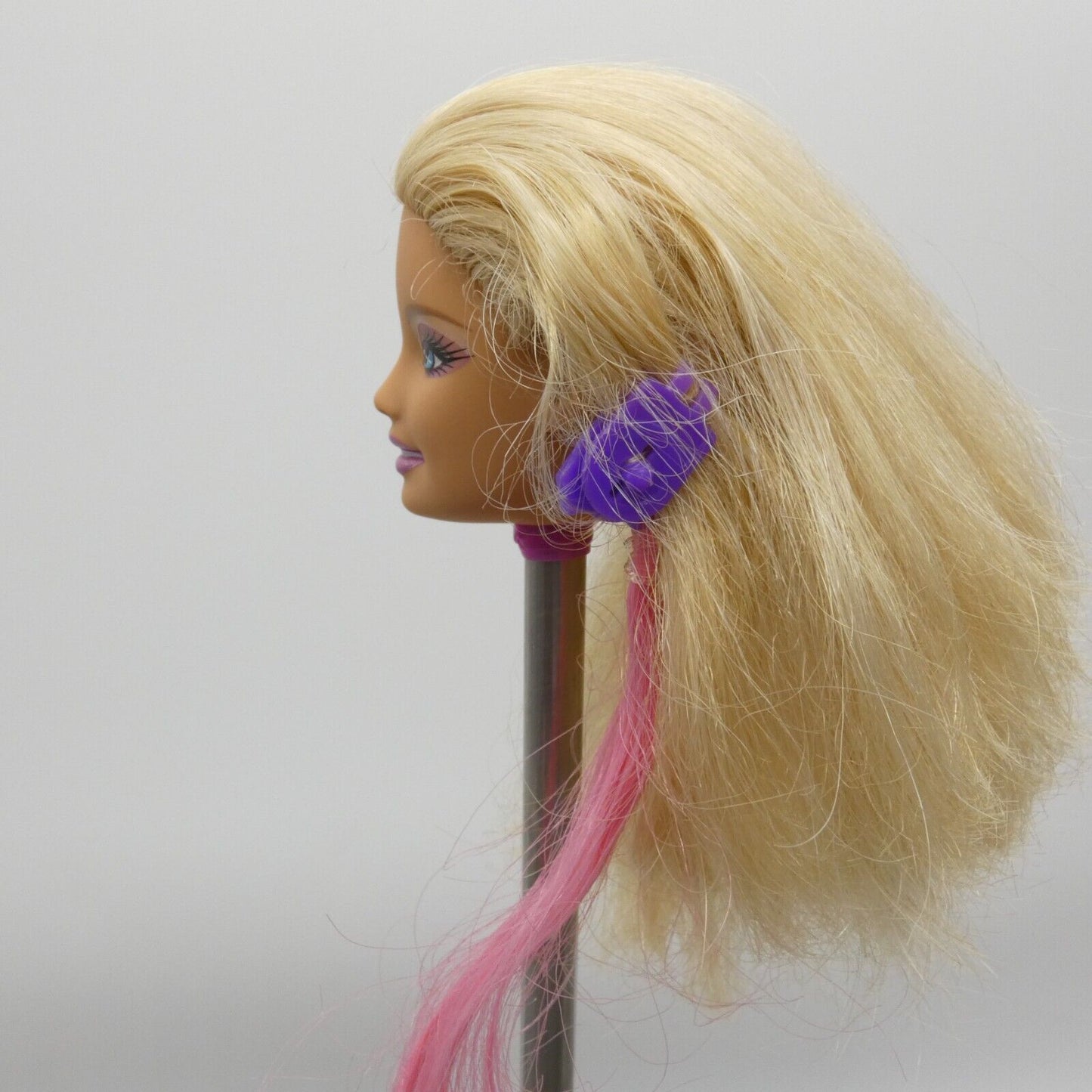 Barbie Doll Head Only Generation Girl CEO Face Blonde Pink Hair Extension Clip