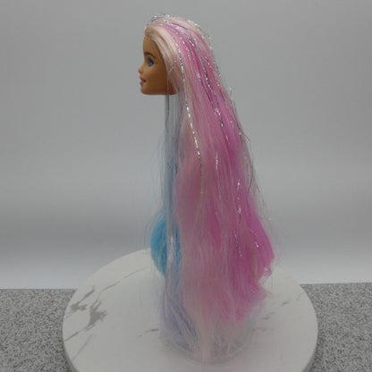 Barbie Fantasy Hair Doll Head Millie Face Pink Blue Blonde Hair 2020 GHN04