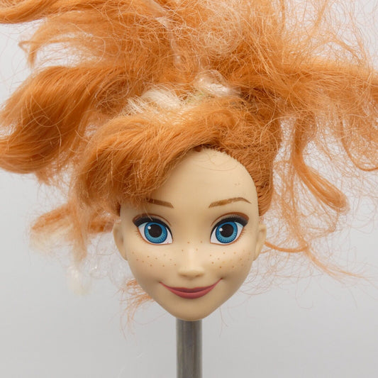 Disney Frozen Princess Anna Doll Head Red Frizzy Hair Silver Highlights Hasbro