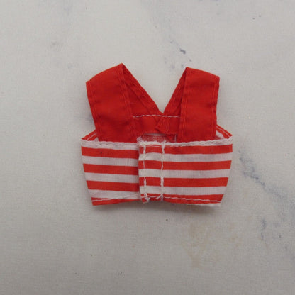 Barbie Doll Size Crop Tank Top Red White Stripes Wide Straps Sleeveless Midriff