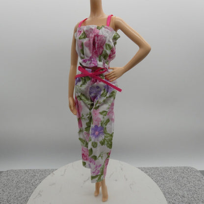 Barbie Doll Size Outfit Pink Floral Tank Top Wide Leg Pants Fit Model Muse MTM