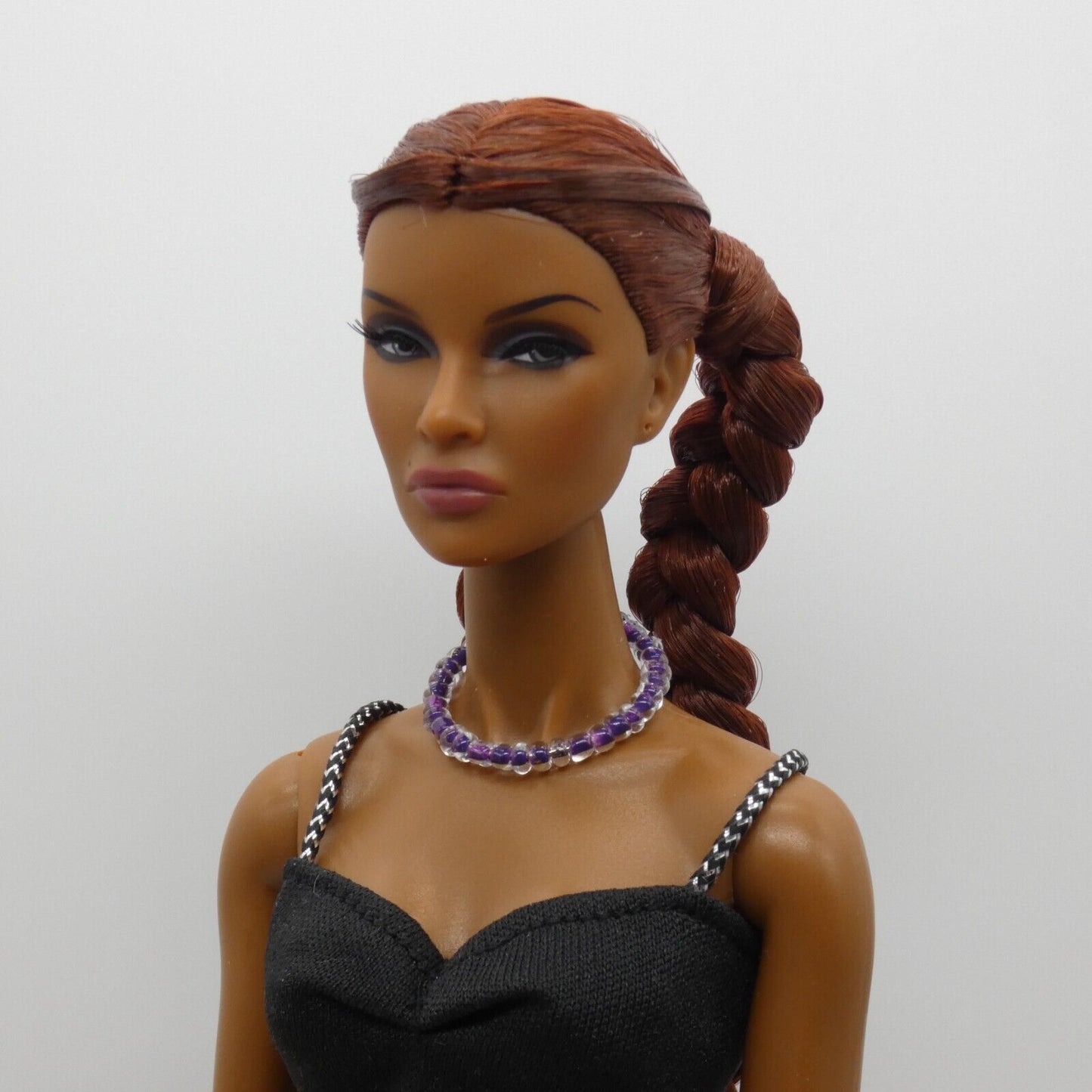 Necklace for Barbie Integrity Toys Doll Size Beaded Purple Clear Choker Handmade