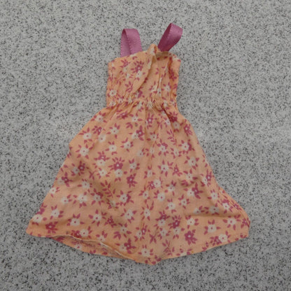 Barbie Doll Size Dress Pink Peach Tank Sundress Floral Easter Sleeveless