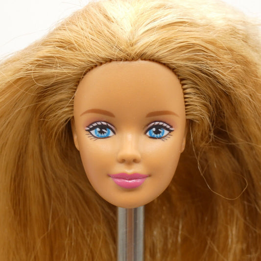 Barbie Butterfly Art Doll Head Mackie Face Red Crimped Hair Medium Light Skin