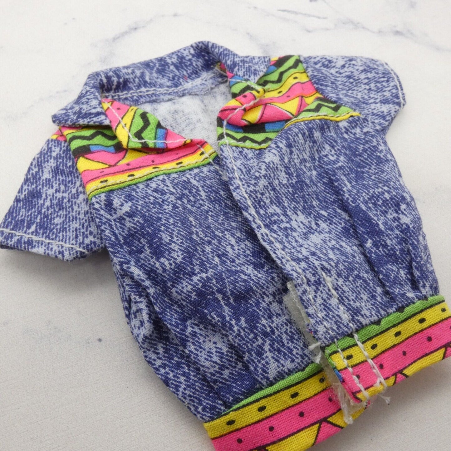 Barbie Jeans Week-End Fashions Doll Shirt Top Blue Acid Washed Denim Like 1993