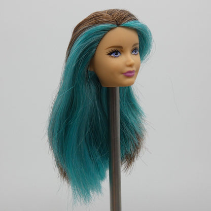 Barbie Closed Mouth Skipper Doll Head Brown Blue Hair Puppy Chase 2016 DMB27