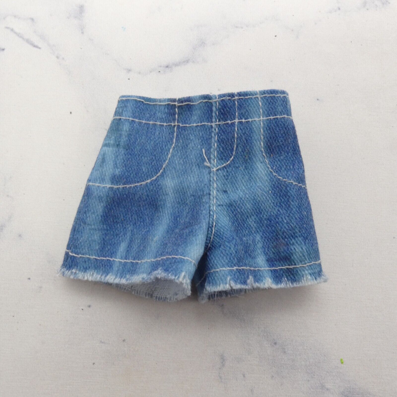 Barbie Curvy Doll Shorts Blue Jean Distressed Denim Like Raw Hem