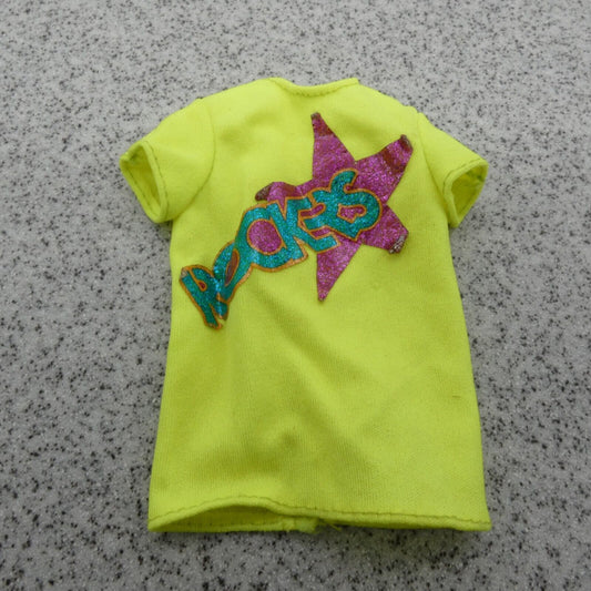 Barbie and the Rockers Doll T-Shirt Top Concert Neon Yellow 1985 Mattel