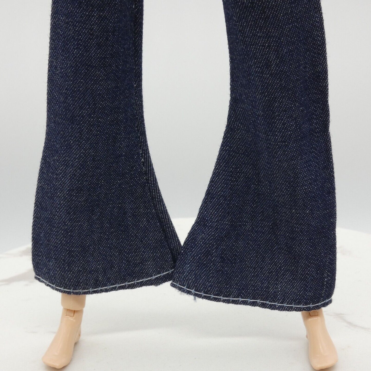 Barbie Doll Size Jeans Dark Wash Blue Pants Wide Leg Mid High Waist Flare Ankle