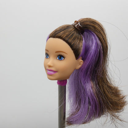 Barbie Skipper Doll Head Babysitters Inc Brown Purple Hair Ponytail 2019 GHV88