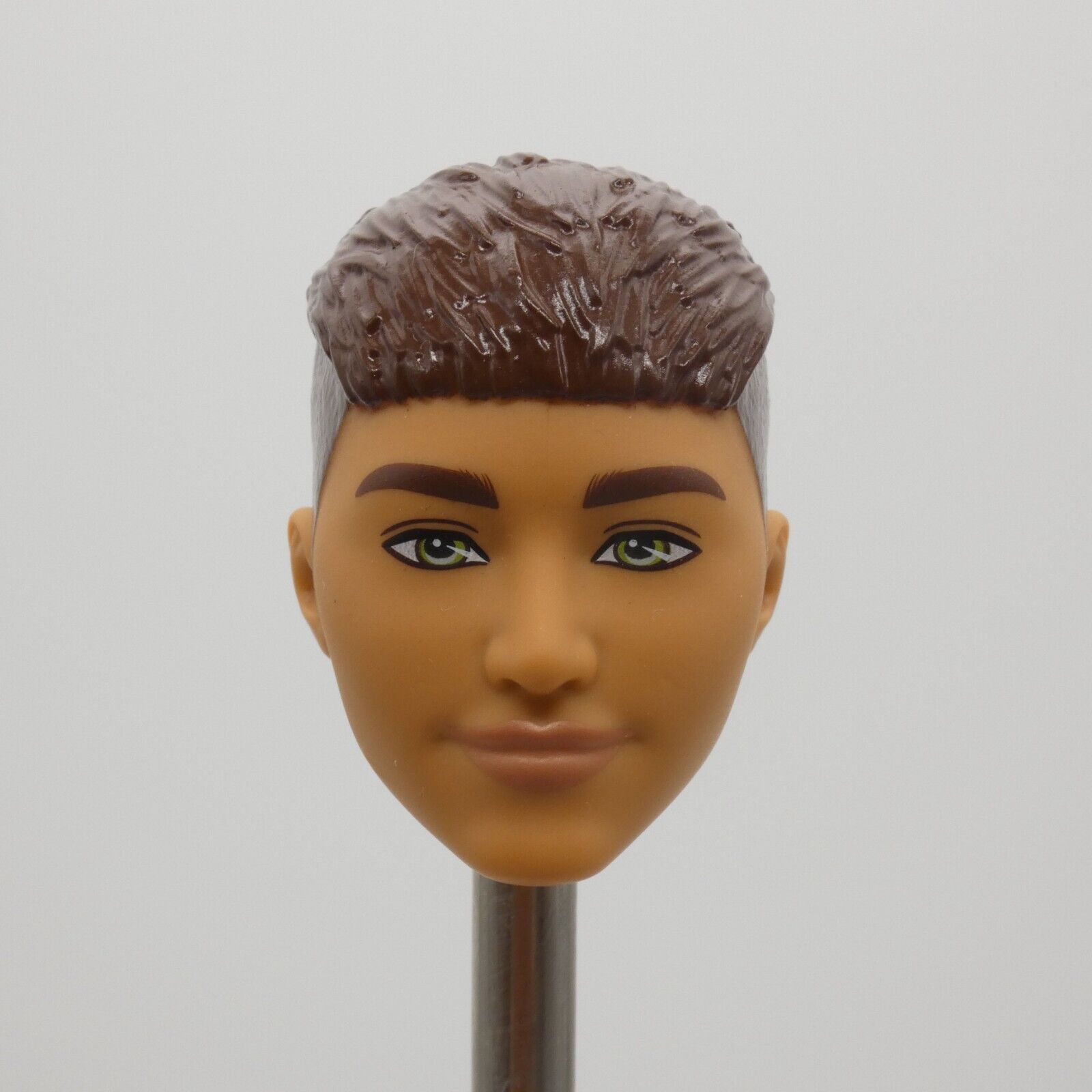 Barbie Fashionistas 195 Ken Doll Head Brown Hair French Crop Green Eyes HJT59 A1