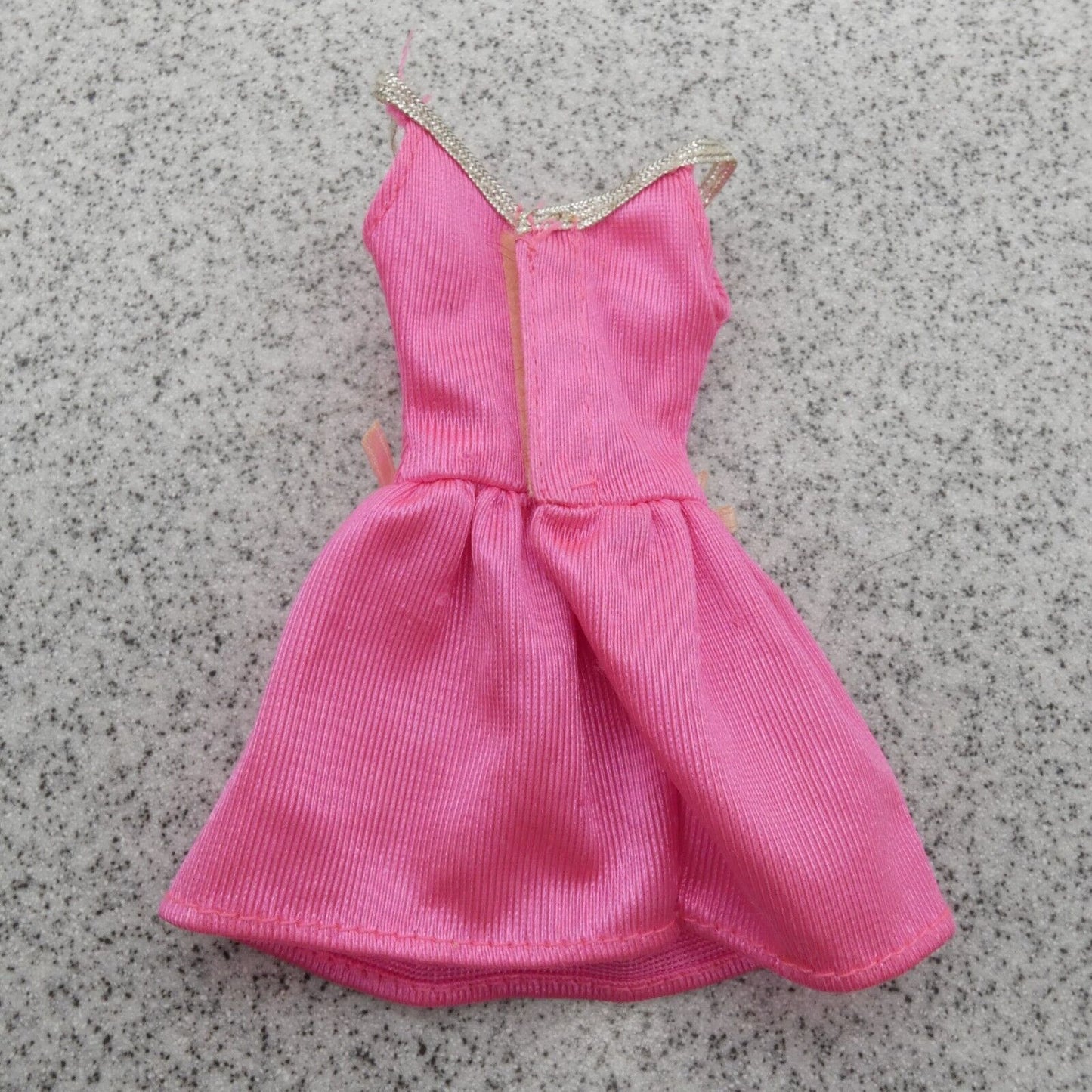 Barbie Doll Dress Pink Tank Silver Straps Bow Accents Genuine Mattel