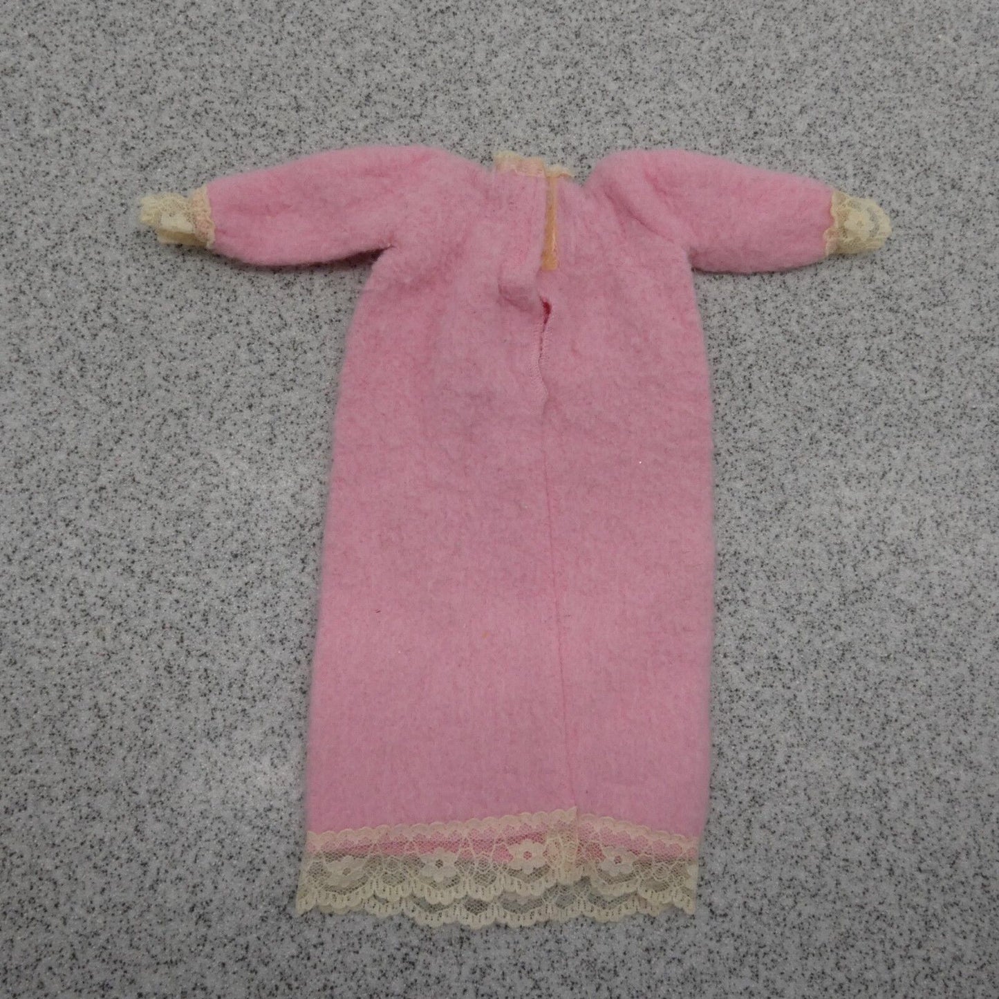 Barbie Doll Size Nightgown Robe Pink Lace Trim Long Sleeve Fleece Like Curvy