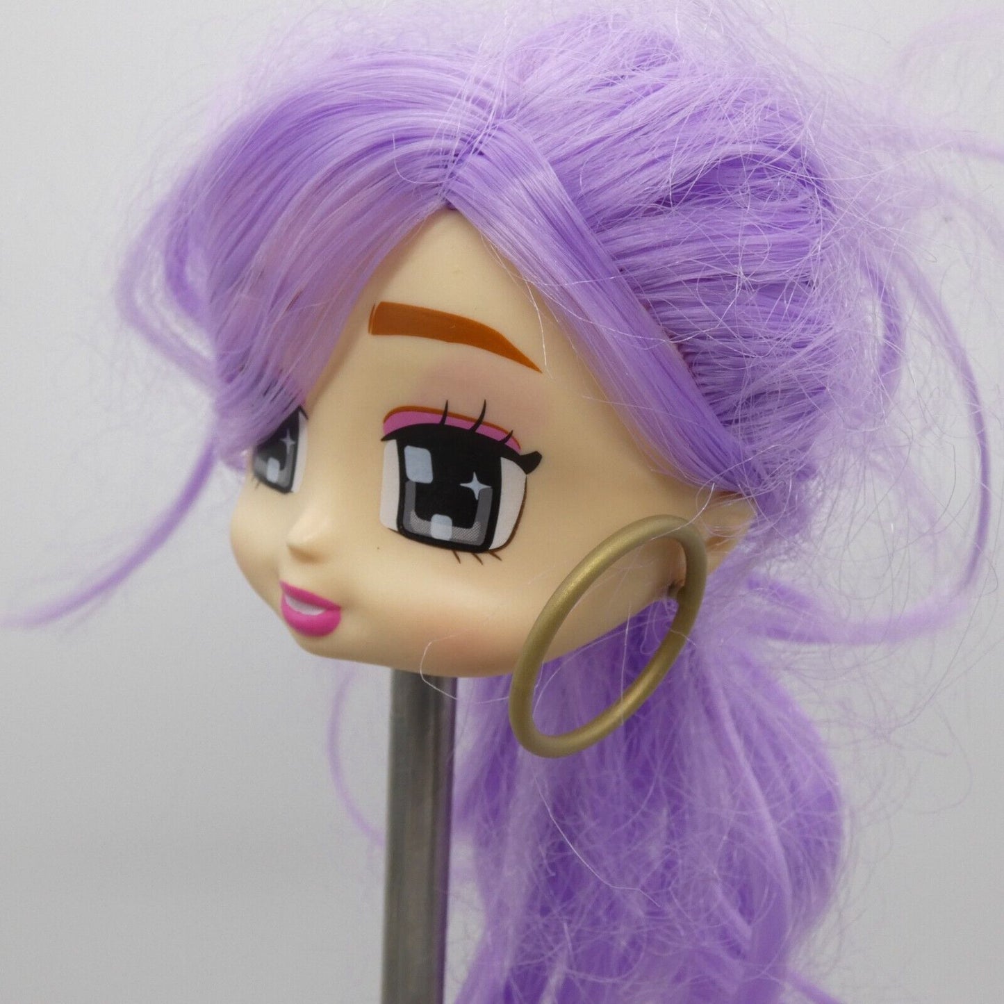 Boxy Girls Everly Doll Head Purple Hair Single Earring Light Skin Jay@Play WKQ38