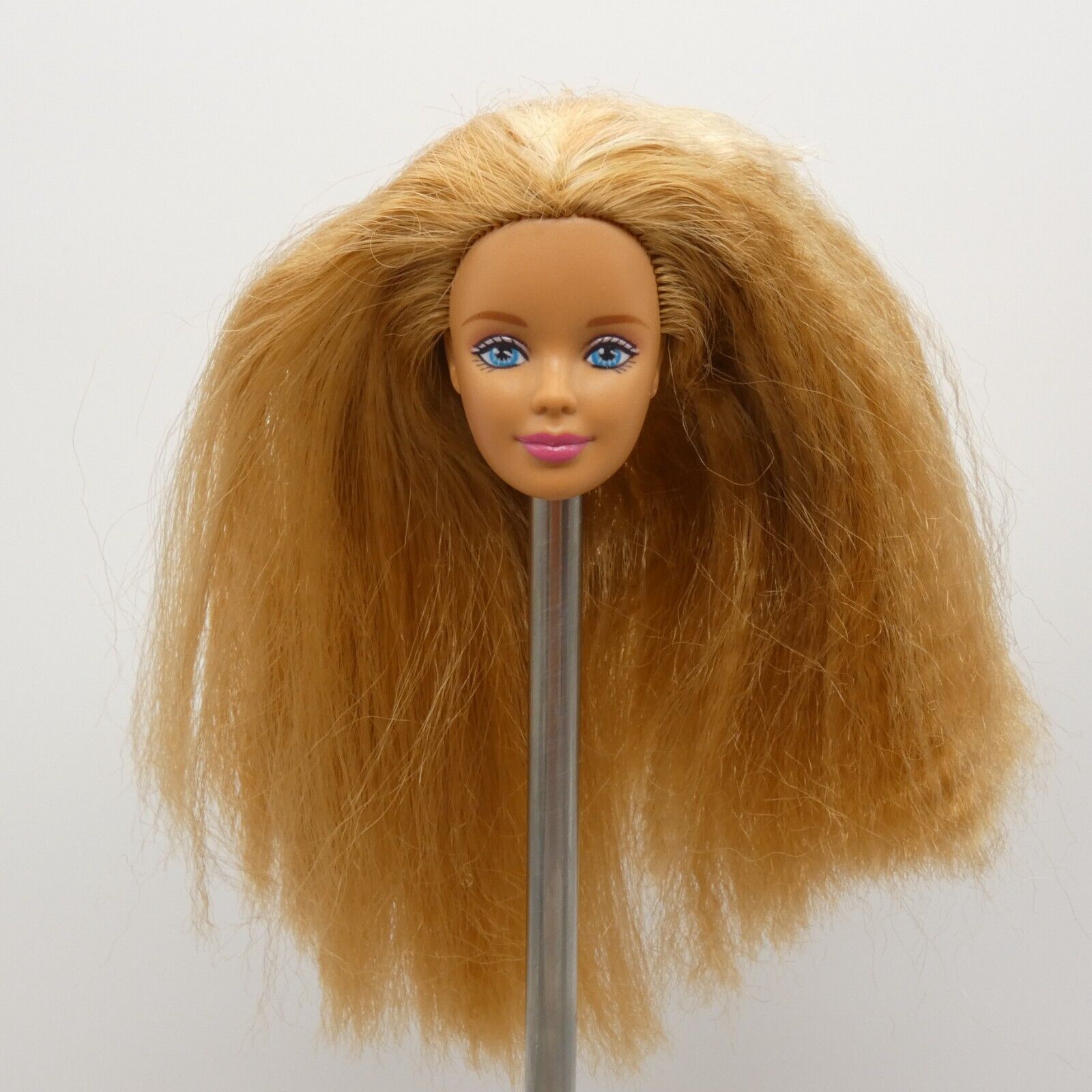 Barbie Butterfly Art Doll Head Mackie Face Red Crimped Hair Medium Light Skin