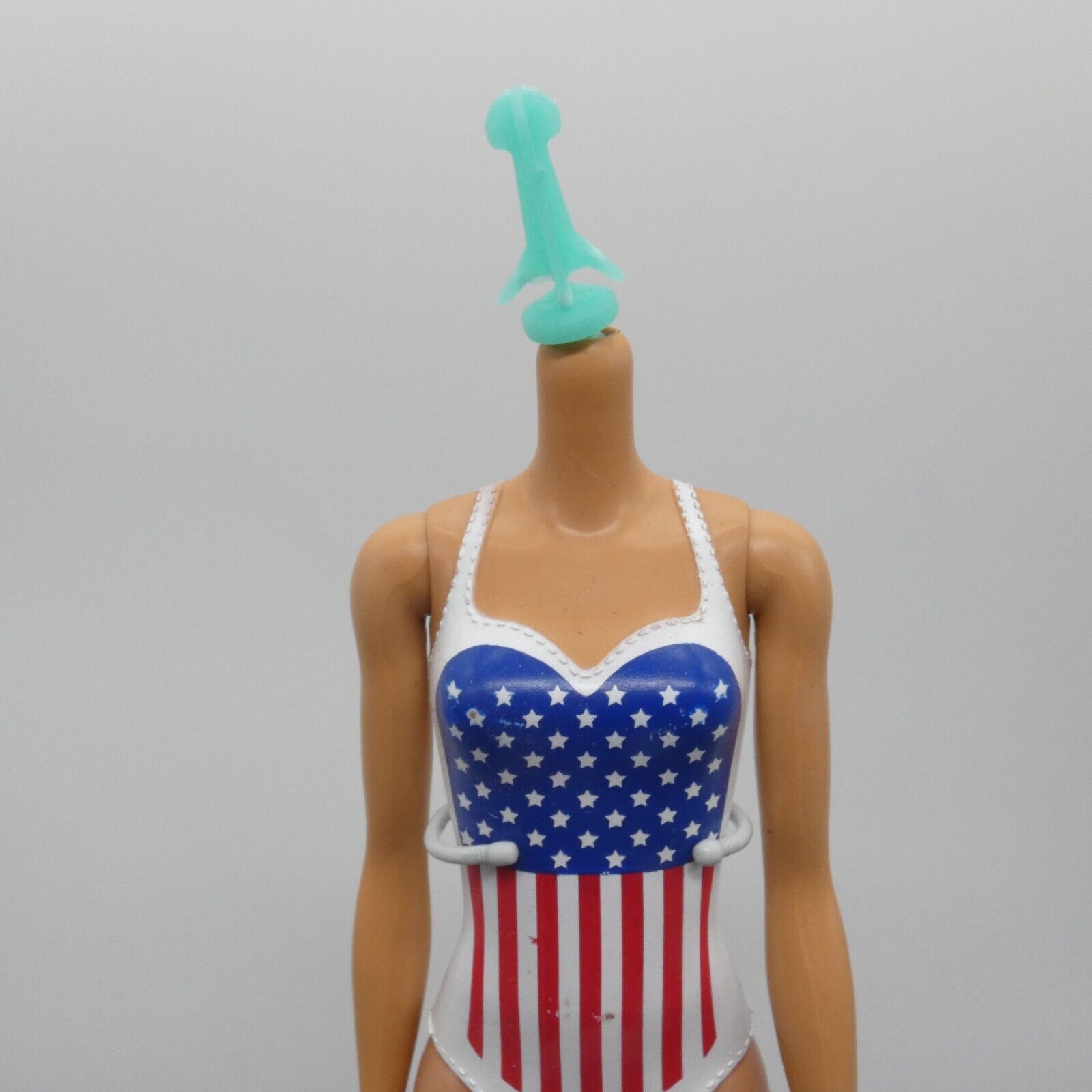 Barbie Doll Body Only Medium Light Skin USA Flag Molded Suit Beach 2021 HDK51