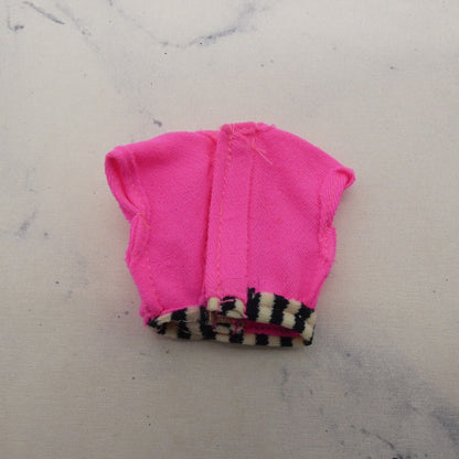 Barbie Doll Size Shirt Top Pink Flex Fabric Black White Striped Bottom Hem