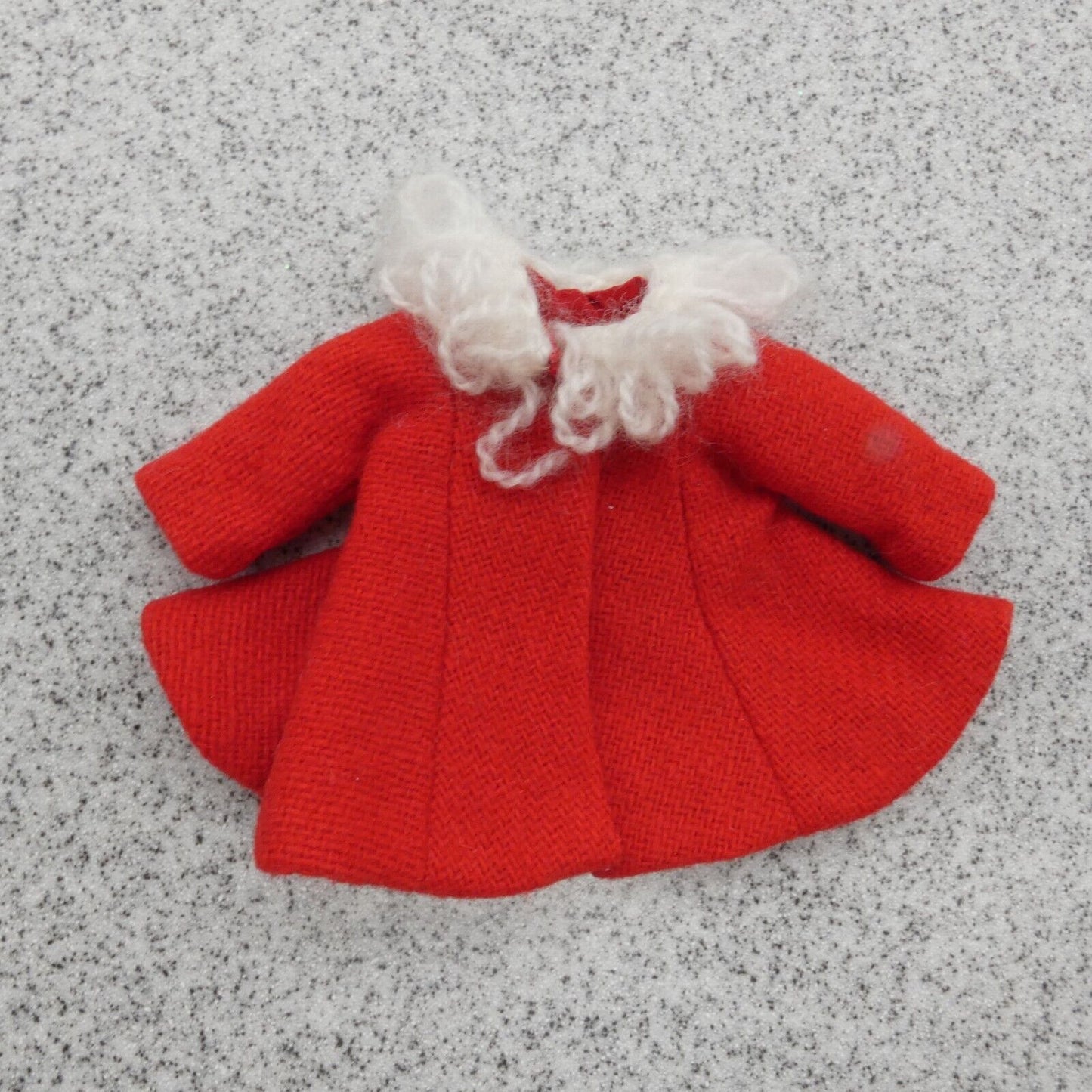 Barbie Doll Size Coat Jacket Red Santa Christmas Top White Yarn Collar Homemade