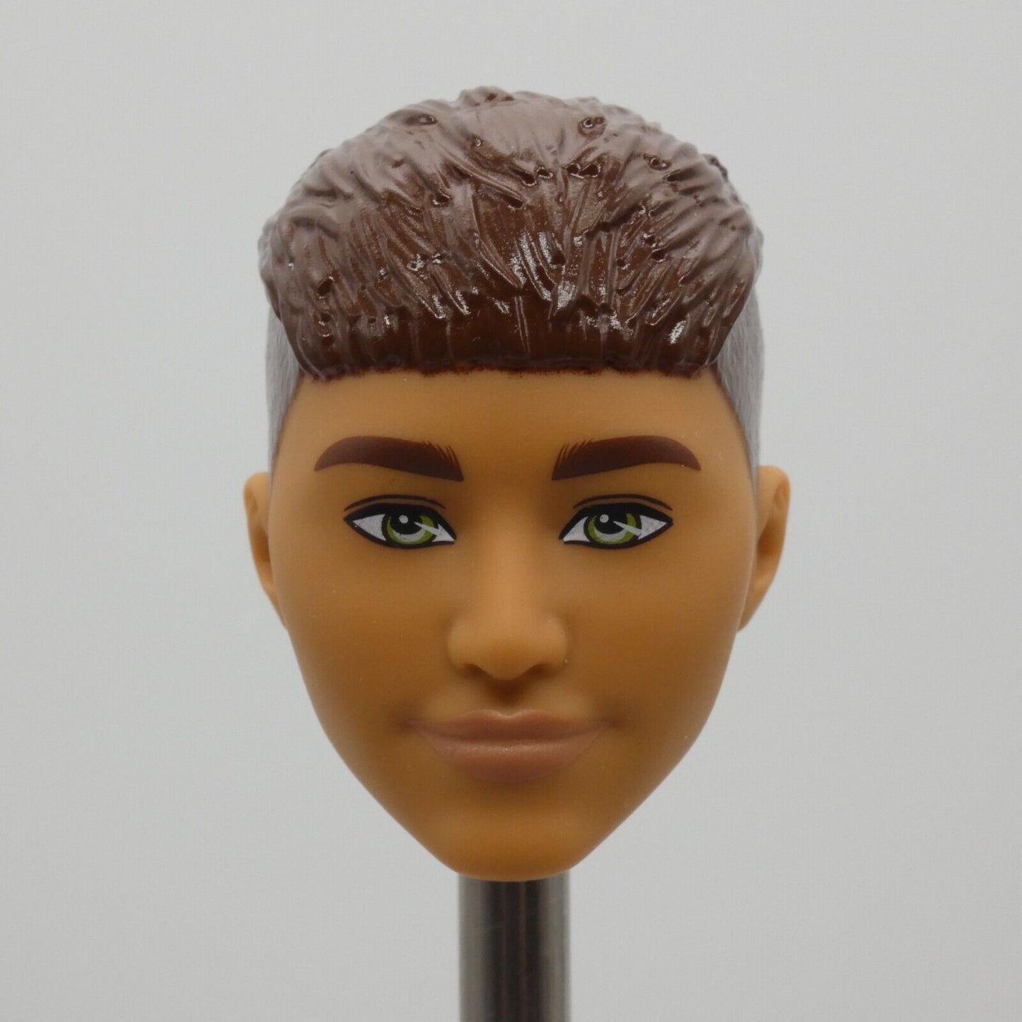 Barbie Fashionistas 195 Ken Doll Head Brown Hair French Crop Green Eyes HJT59 Y5