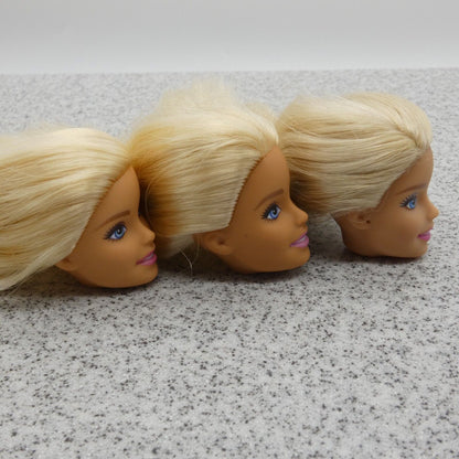 Barbie Doll Head Lot of 3 Millie Face Blonde Blue Eyes Medium Light Skin J291