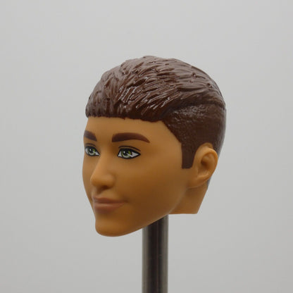 Barbie Fashionistas 195 Ken Doll Head Brown Hair French Crop Green Eyes HJT59 Y4