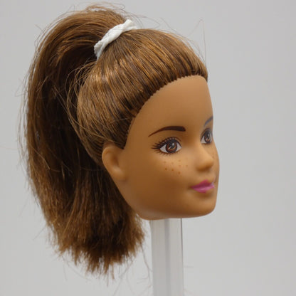 Barbie Tennis Coach Doll Head Only Fashionistas Face Brown Hair Freckles 2017