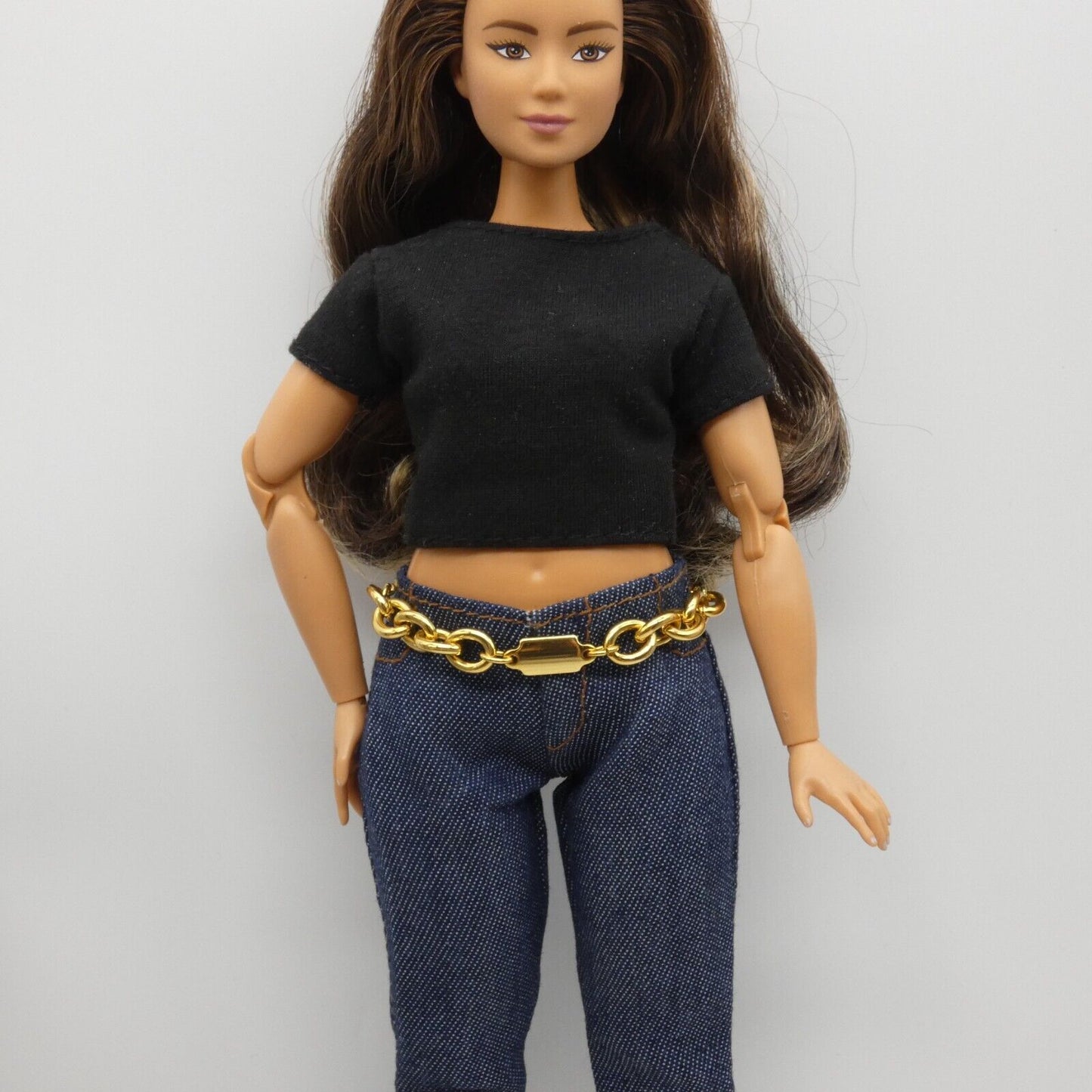 Barbie Curvy Doll Size Gold Tone Chain Belt Chunky Adjustable Handmade