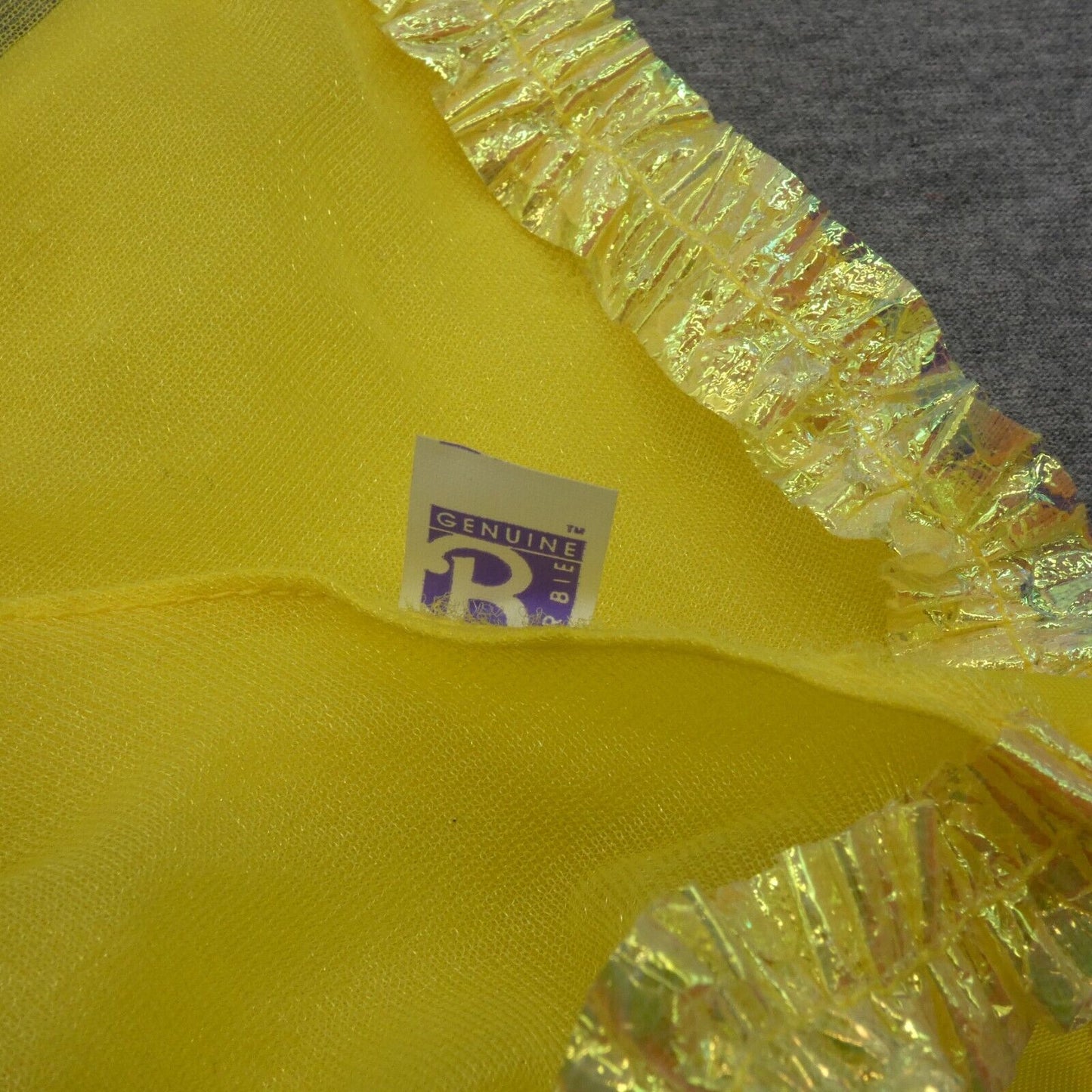 Barbie Doll Skirt Yellow Tutu Tulle Ribbon Trim Blue Belt Genuine Mattel