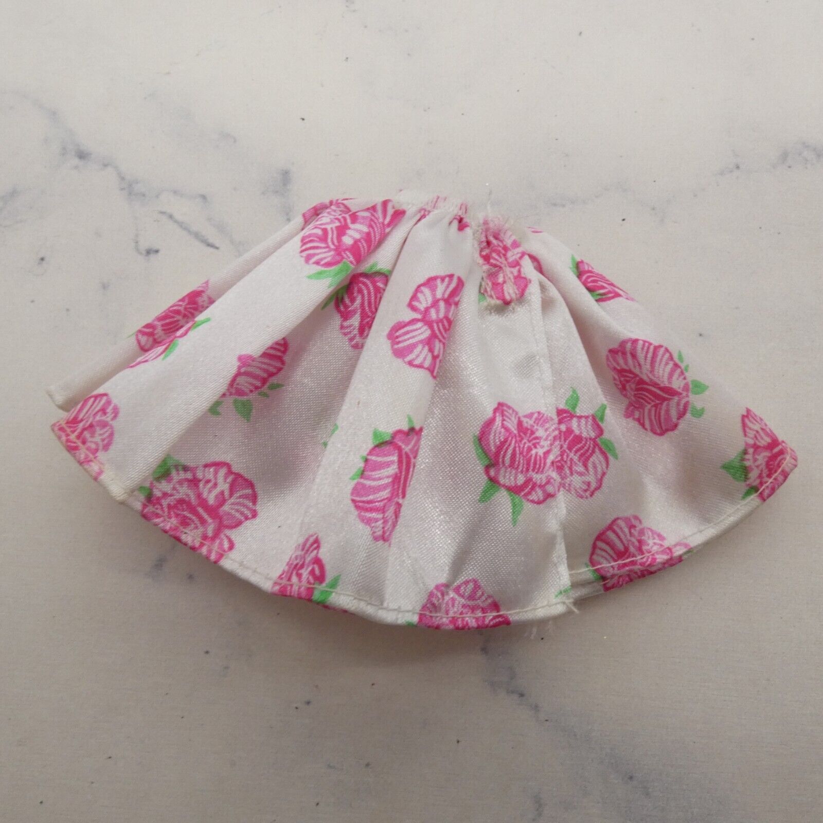 Peppermint Rose Doll Skirt White Satiny Floral Print Elastic Waist 1992 Mattel