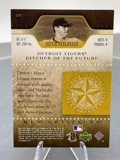 2005 Upper Deck MLB Artifacts #237 Justin Verlander Future Stars Numbered / 799