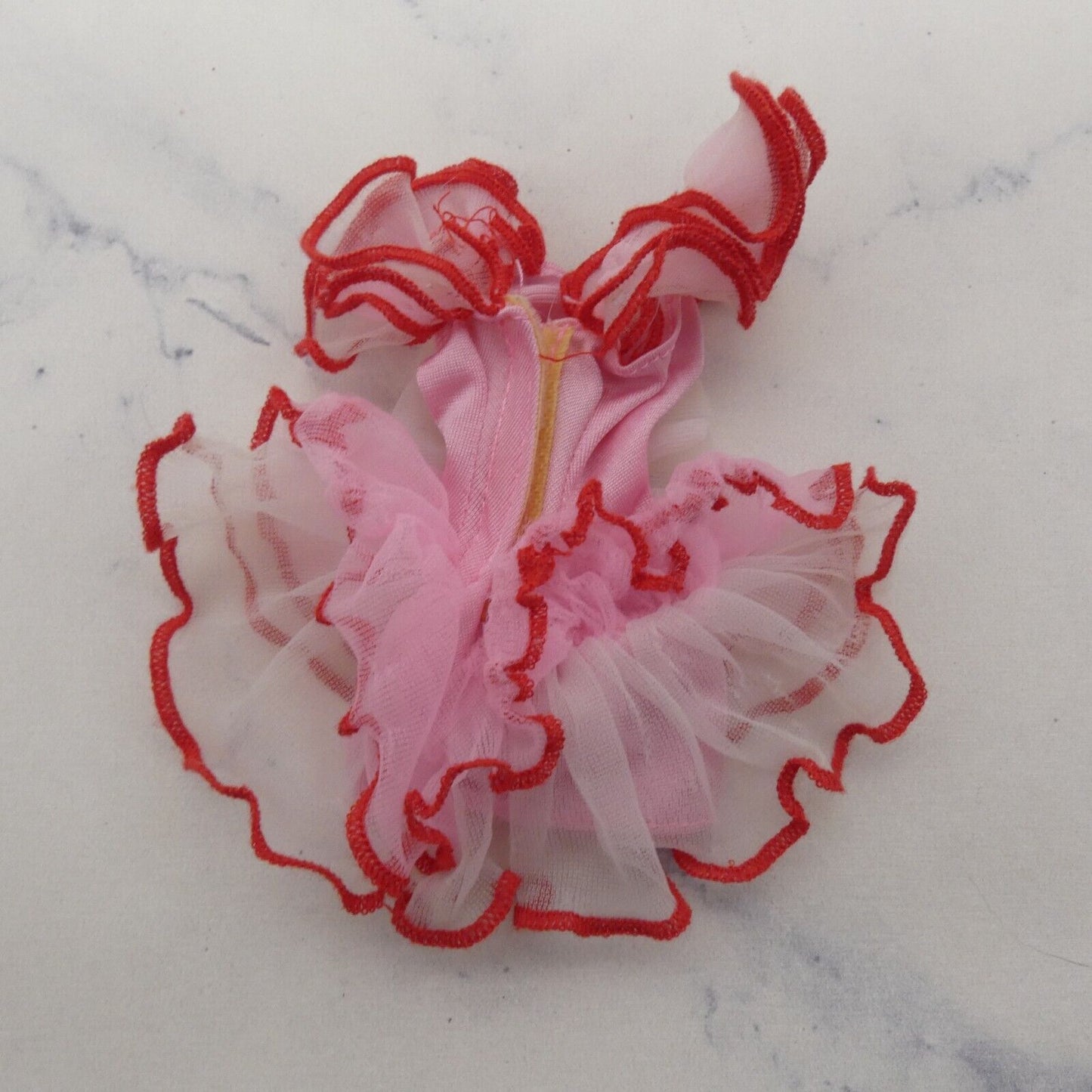 Barbie Doll Size Dress Pink Red White Tulle Valentines Day Heart Romance Ruffles