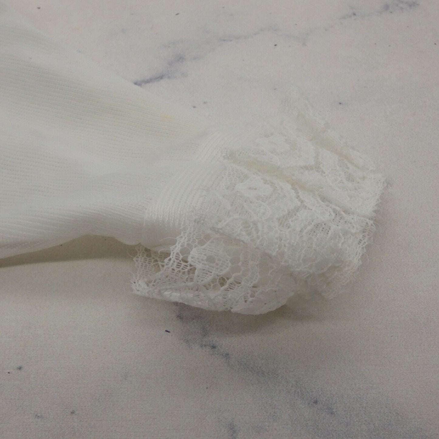 Barbie Doll Size Dress White Silky Satin Like Strapless Sweetheart Lace Accent