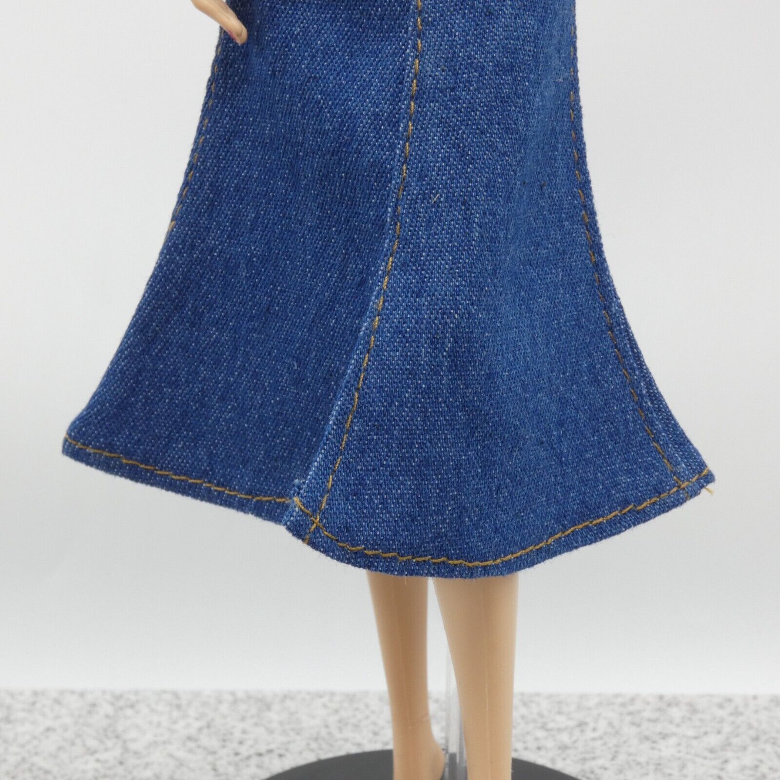 Barbie Doll Size Long Skirt Blue Jean Maxi A Line Slit High Waist Fit Model Muse