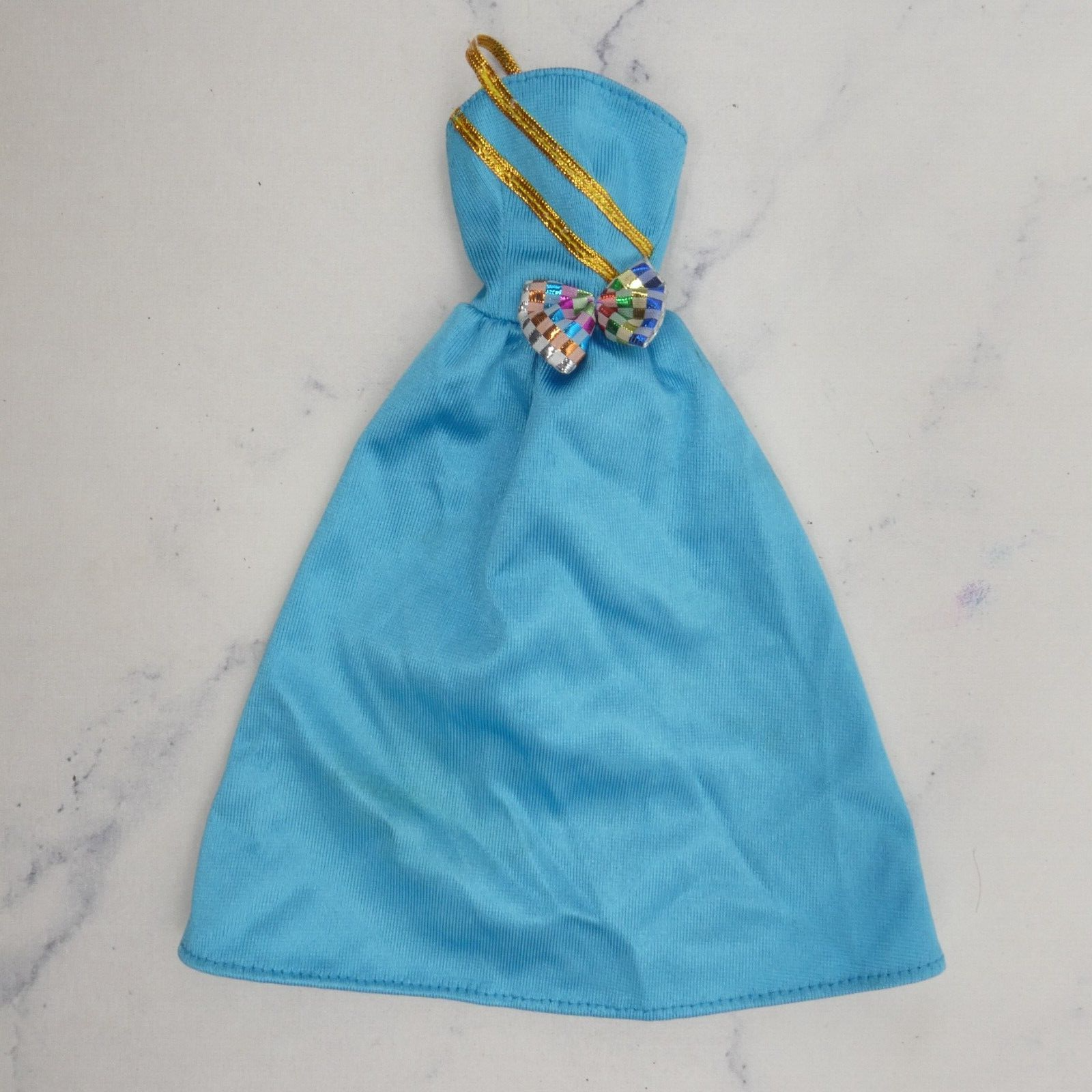 Barbie Doll Dress Turquoise Blue Sleeveless One Shoulder Strap Genuine Mattel