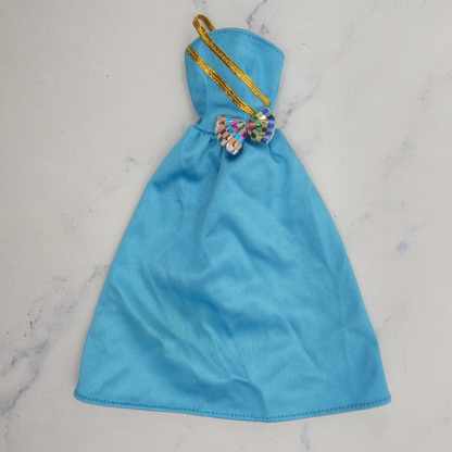 Barbie Doll Dress Turquoise Blue Sleeveless One Shoulder Strap Genuine Mattel