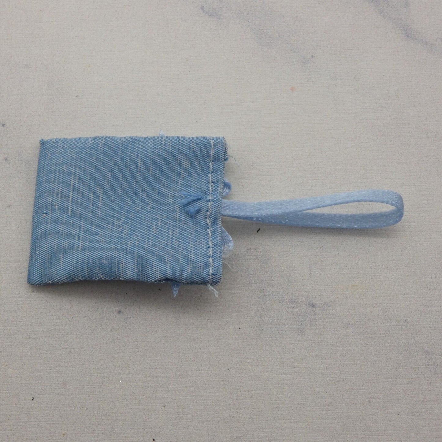 Barbie Doll Size Purse Baby Blue Satin Like Fabric Handbag Ribbon Strap