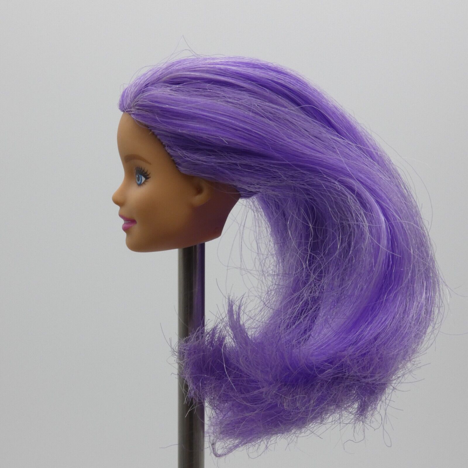 Barbie Color Reveal Tie Dye Doll Head Millie Face Light Skin Purple Hair HCD29