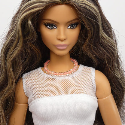 Necklace for Barbie Integrity Toys Doll Size Beaded Clear Orange Peach Choker