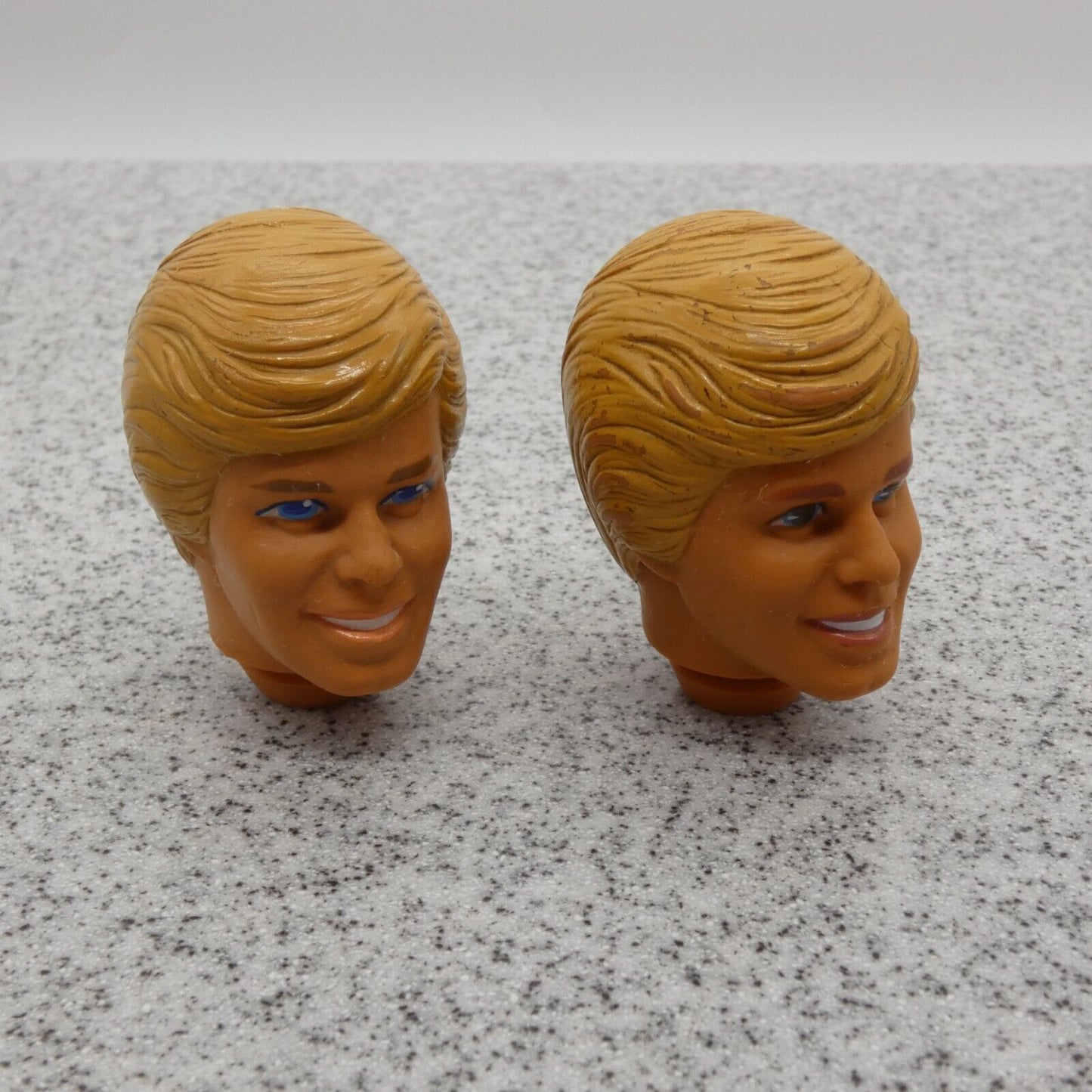 Barbie Two Crystal Ken Doll Heads Blonde 80s Molded Hair Blue Eyes Mattel