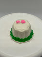 Barbie Doll Size Cake White Icing Green Trim Pink Roses Mini Diorama Decoration