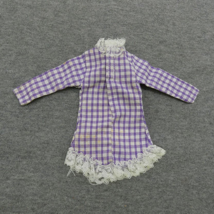 Barbie Doll Dress Nightgown Purple White Checkered Genuine 80s Mattel