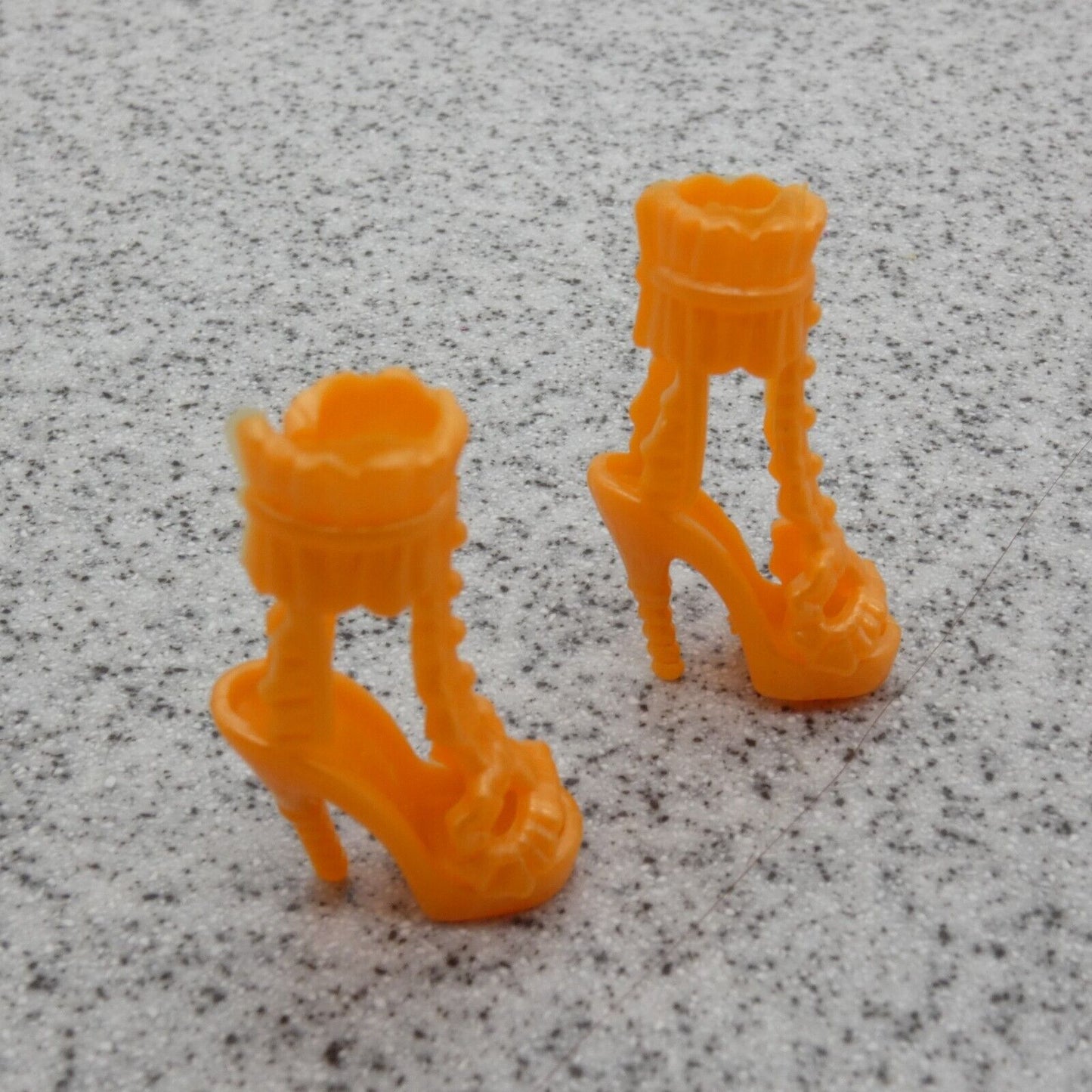 Barbie Doll Size Shoes High Heel Orange Open Toe Sandal Ankle Boot Clone