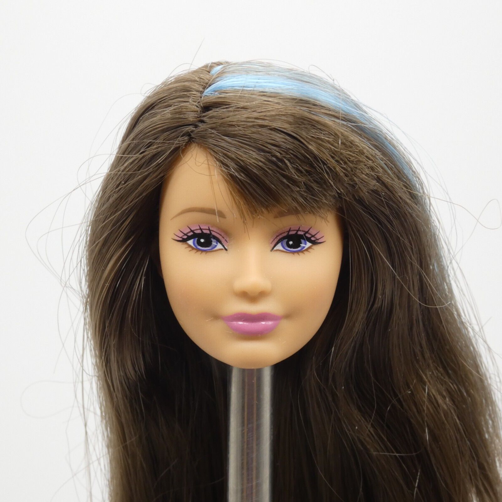 Barbie Dreamhouse Skipper Doll Head Brown Blue Hair Closed Mouth 2012 W3283