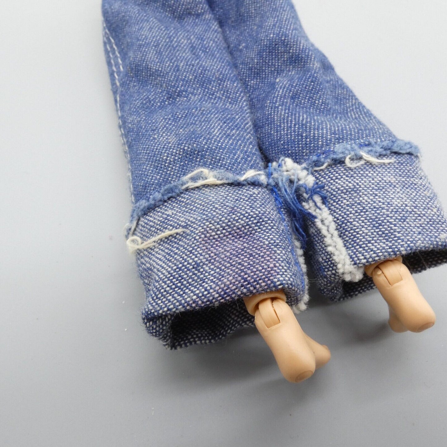 Barbie Doll Size Pants Blue Jean Wide Leg Rolled Cuff Distress Fits Fashionistas