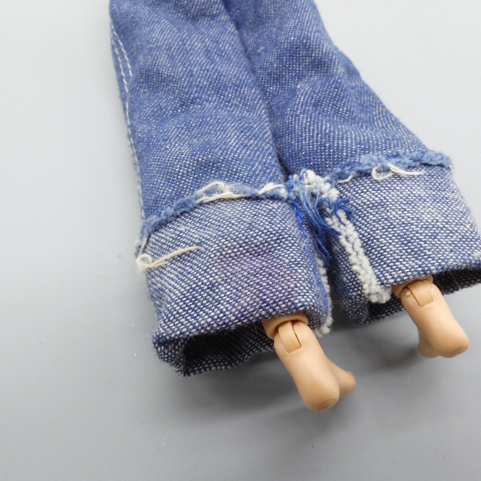 Barbie Doll Size Pants Blue Jean Wide Leg Rolled Cuff Distress Fits Fashionistas