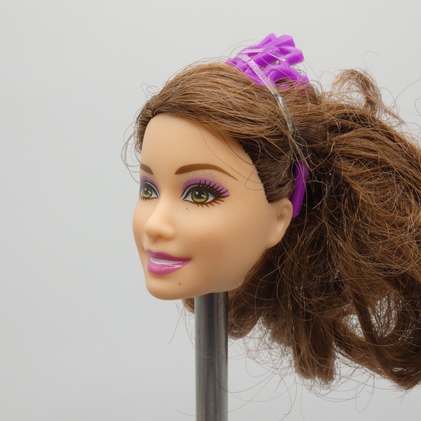 Barbie Princess Power Corinne Doll Head Summer Face Brown Hair Purple Tiara 2015