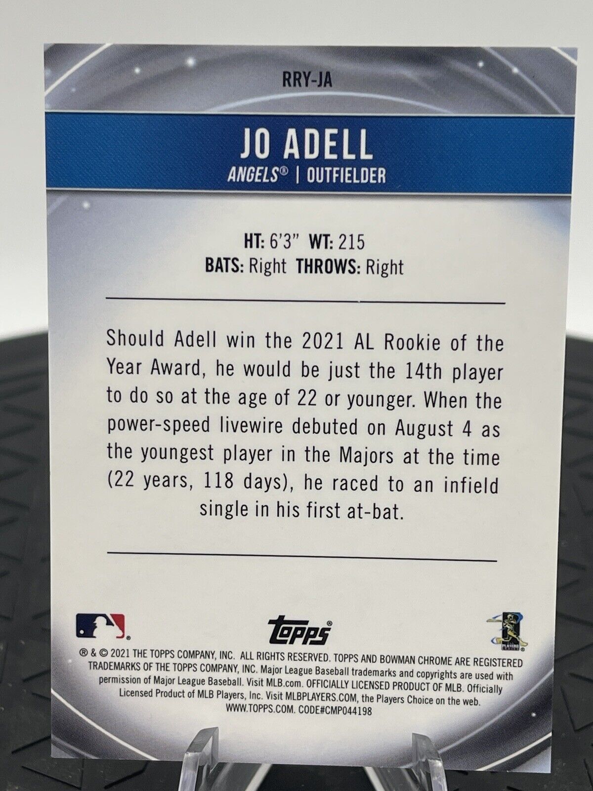 2021 Bowman Chrome Jo Adell ROY Favorites RC Angels Serial Numbered 109 / 150